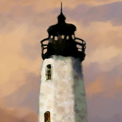 New Point Lighthouse Sunrise (2002) 24 x 36 inches, an example of Digital Art
