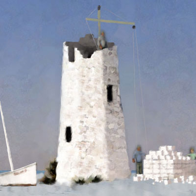 Building New Port Light (2002) 18 x 18 inches, an example of Digital Art