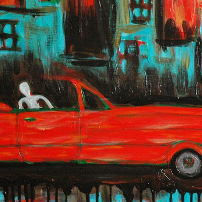 Cadillac Night (2015) 36 x 24 inches, an example of Sunset Moon Xpressionizm