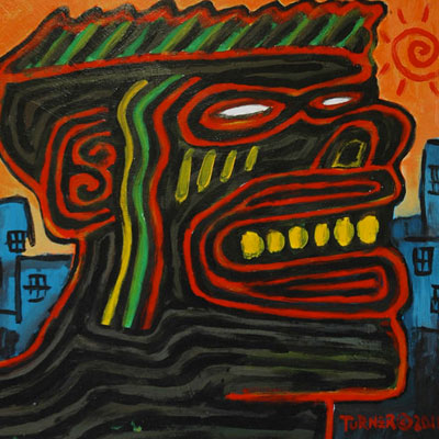 Sledge (2011) 24 x 24 inches, an example of Hoi Polloi Xpressionizm