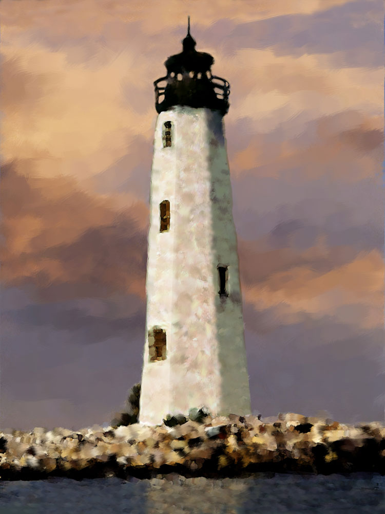 New Point Lighthouse Morning, Digital Art Painting by Scot Turner