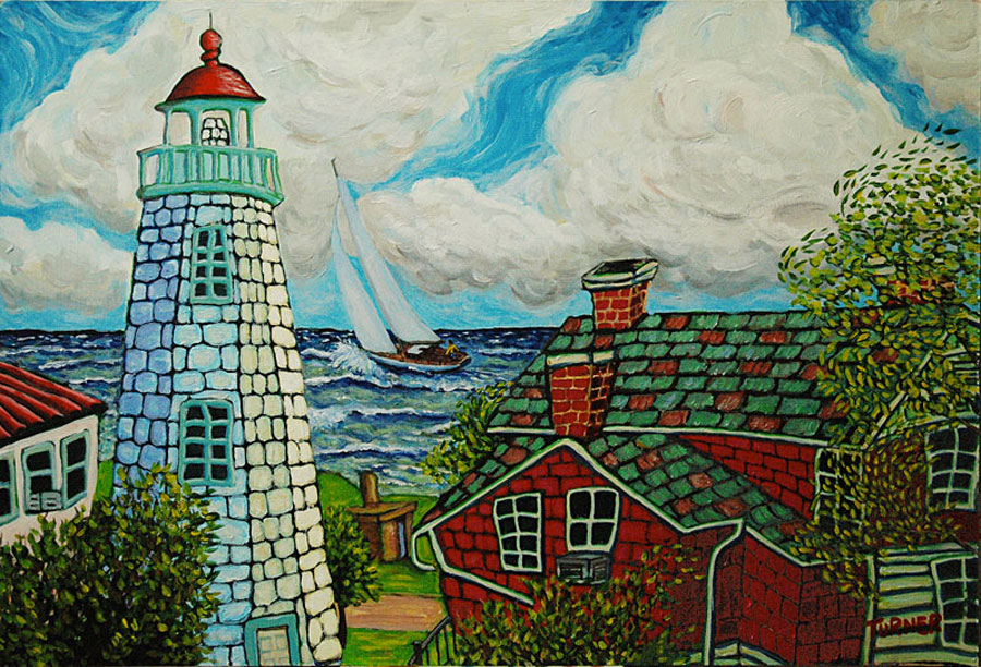 Nor'easter at Old Point Comfort Lighthouse Painting by Scot Turner