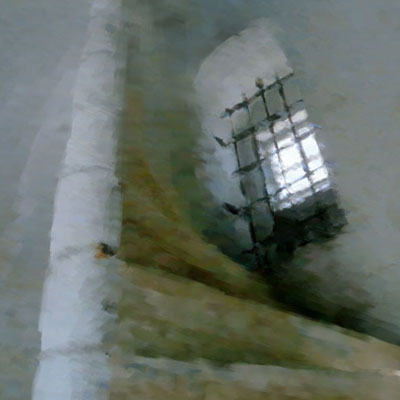New Point Comfort Lighthouse Stairway (2002) 24 x 37 inches, an example of Digital Art