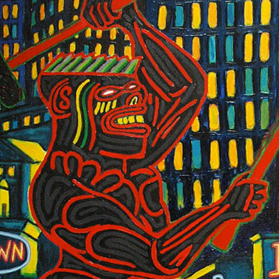 Road Crew (2011) 36 x 48 inches, an example of Syntheses Xpressionizm