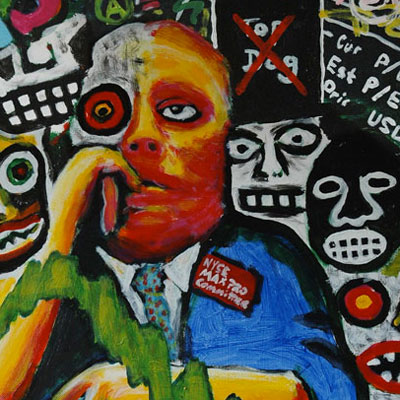 Market Reality (2011) 24 x 36 inches, an example of Syntheses Xpressionizm