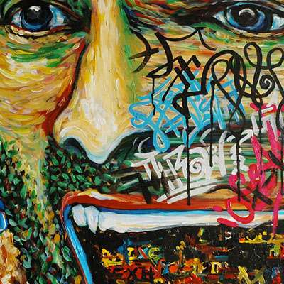 Freedom of Speech (2013) 36 x 36 inches, an example of Syntheses Xpressionizm