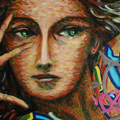 Urban Olympia (2013) 36 x 36 inches, an example of Syntheses Xpressionizm
