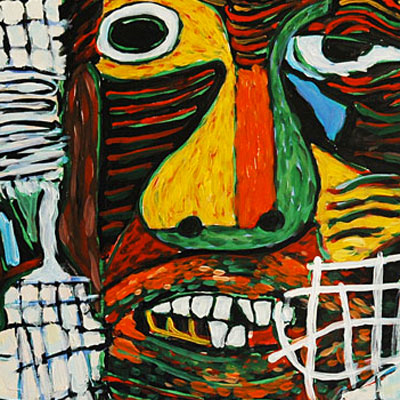 dogBite (2014) 24 x 24 inches, an example of BrandMill Xpressionizm