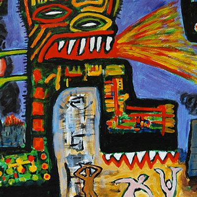Persuading Machine (2011) 36 x 48 inches, an example of Syntheses Xpressionizm