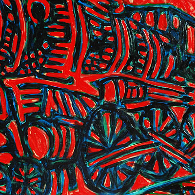 railKing (2016) 36 x 24 inches, an example of Sunset Moon Xpressionizm