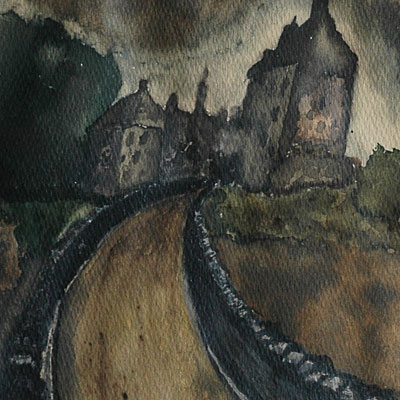 Differdange_Castle, 9.25 x 14.25 inches, an example of Scot Turner Early Painting