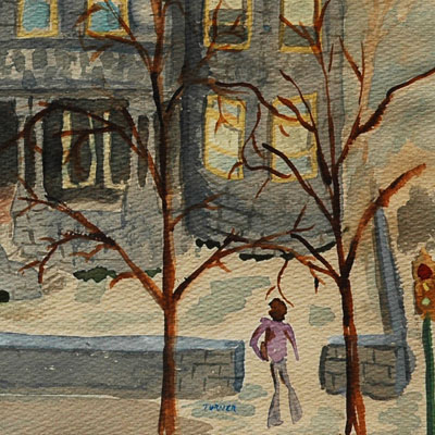 Franklin Street, 14.25 x 9.25 inches, an example of Scot Turner Early Painting
